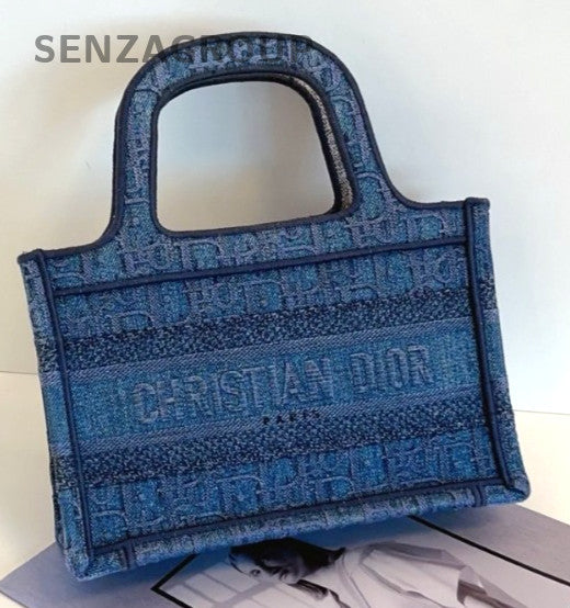 Christian Dior Book tote mini Denim Handbag Almost Brand NEW
