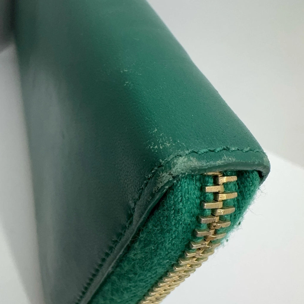 YSL Green Long Leather Multi-slot Wallet For Women