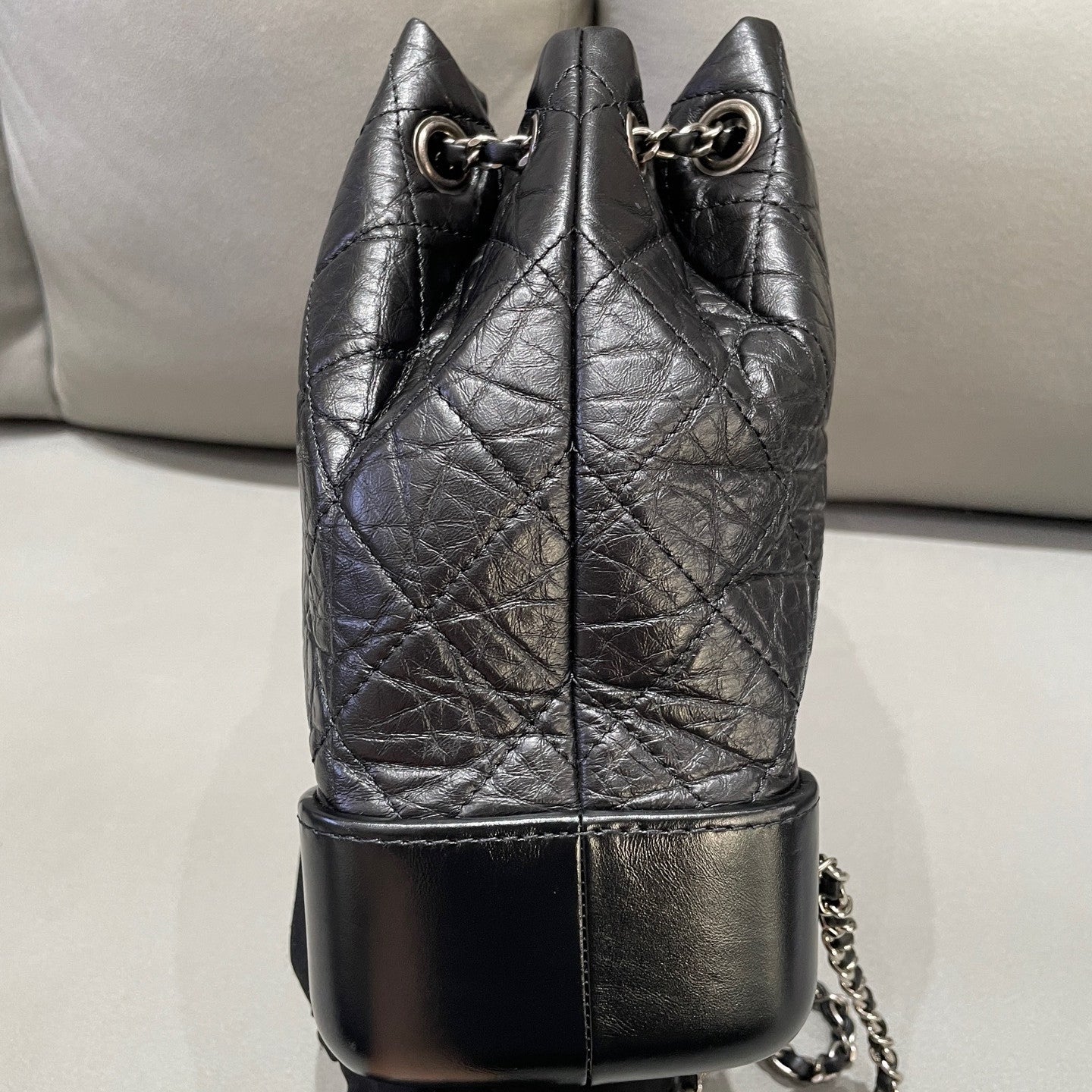 Chanel Gabrielle Backpack Quilted Black Gold Chain Women's Classic Fashion