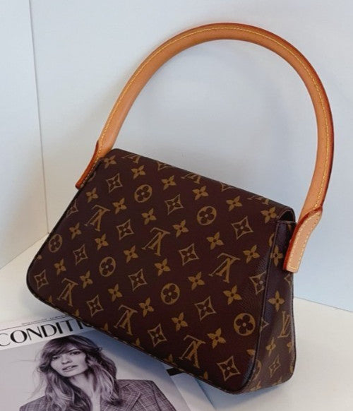 Louis Vuitton Looping PM Monogram Shoulder Handbag Women Vintage