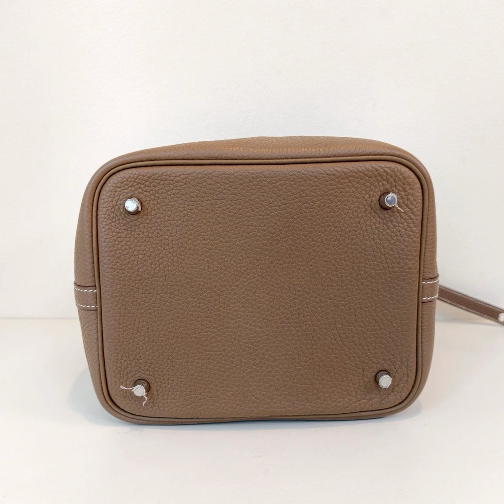 Hermes Picotin22 Top Handle Bag Brown Silver Used Women Classic Fashion