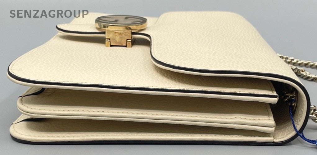 Gucci Chain 2Way Shoulder Bag Crossbody Beige Gold Women Classic Designer