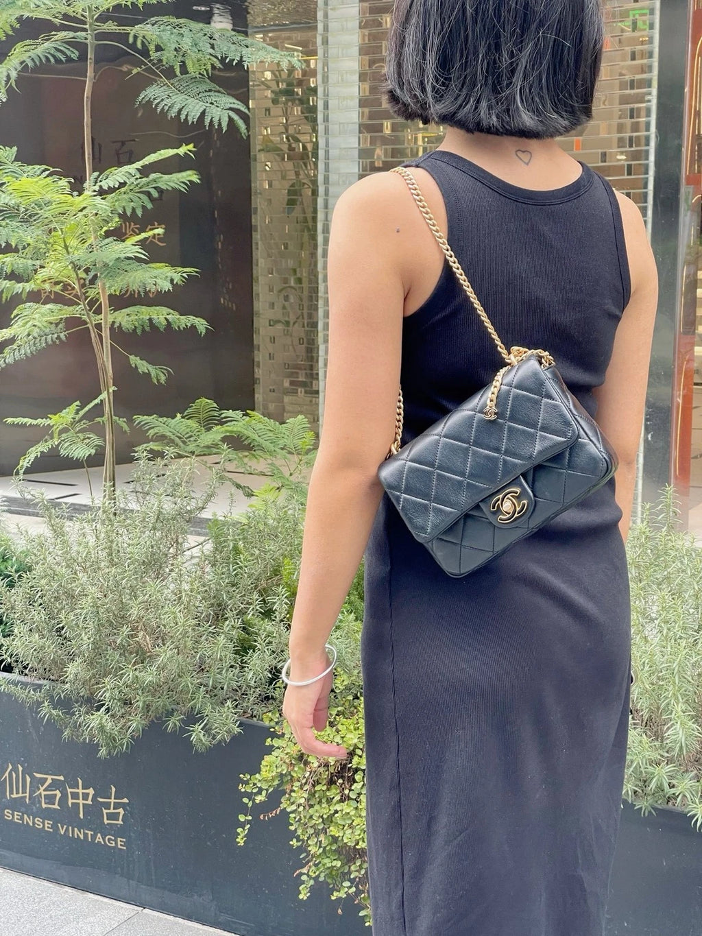 CHANEL Black CF Mini Lambskin Shoulder Crossbody Bag For Women