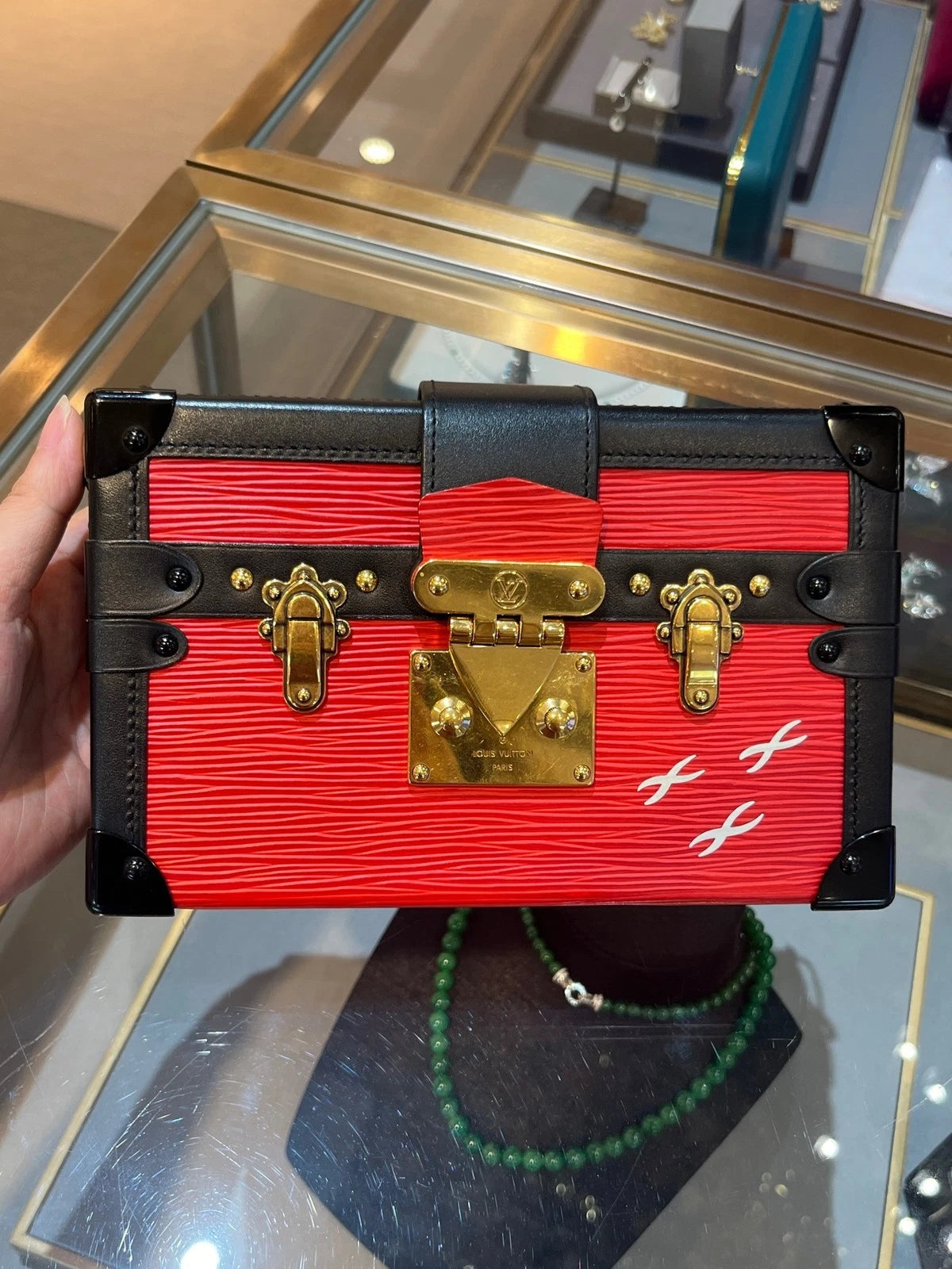 Louis Vuitton Red Epi Hard Box Top Handle Bag For Women