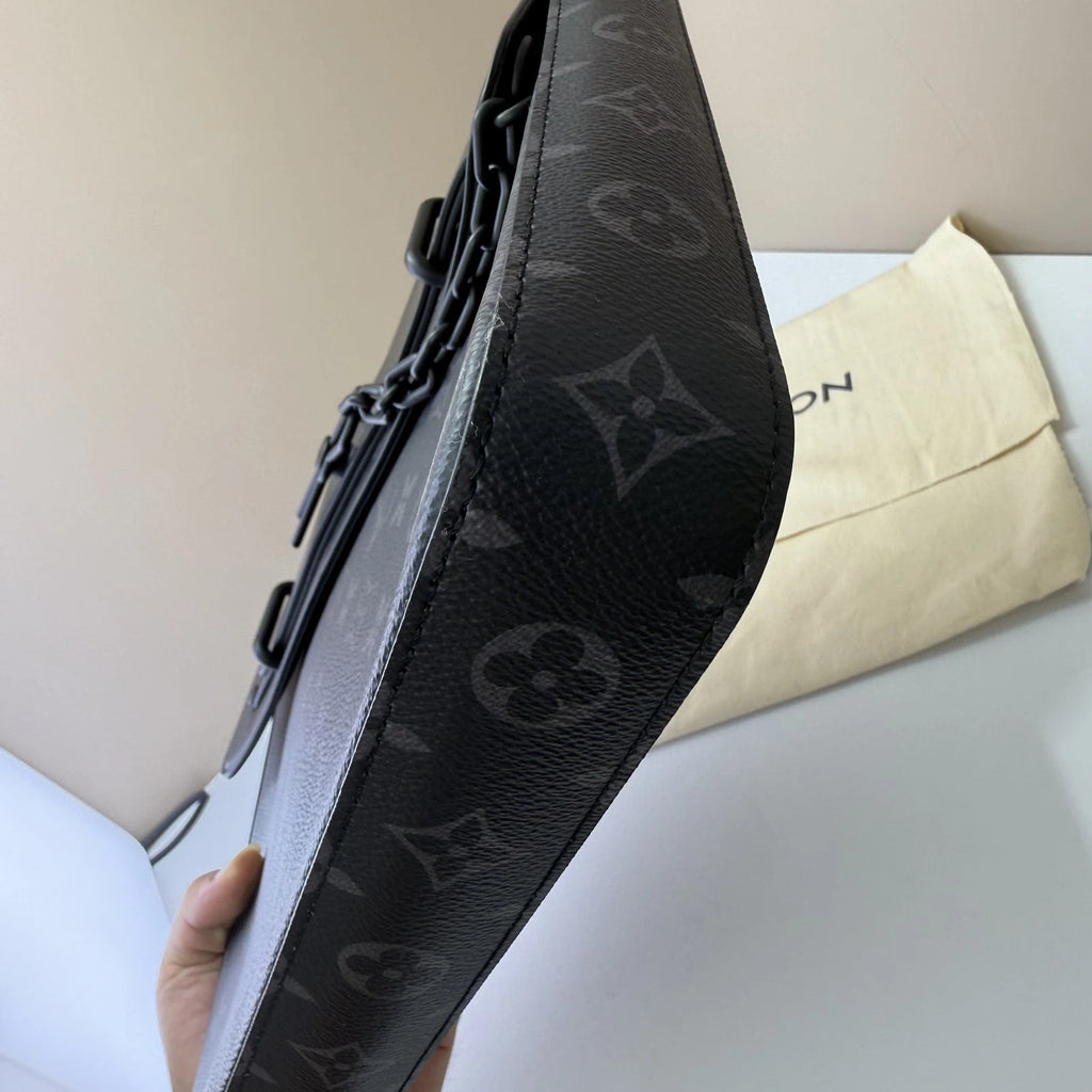 Louis Vuitton Monogram Canvas Black Clutch For Unisex Adults