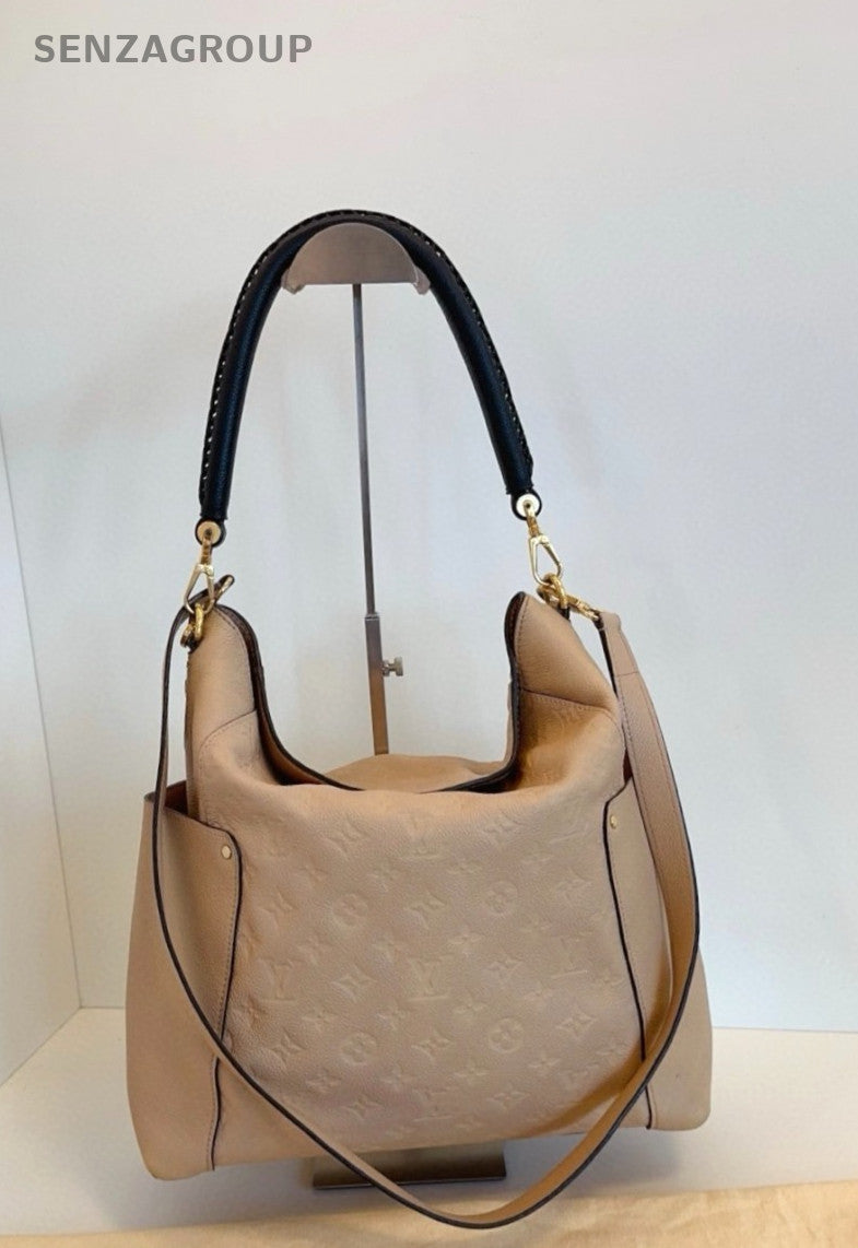 Louis Vuitton All-Leather Embossed Melie Hobo Bag Shoulder Bag Women Light Brown