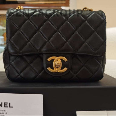 Chanel Black Quilted Gold Chain Shoulder Bag Classic Fashion Women