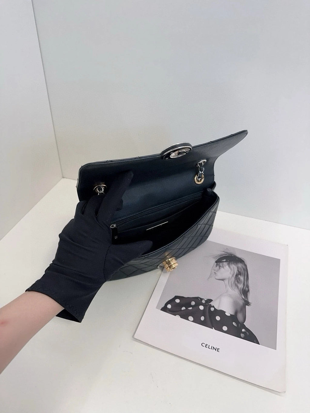 CHANEL Black Leather Quilted Flap Shoulder Bag For Women