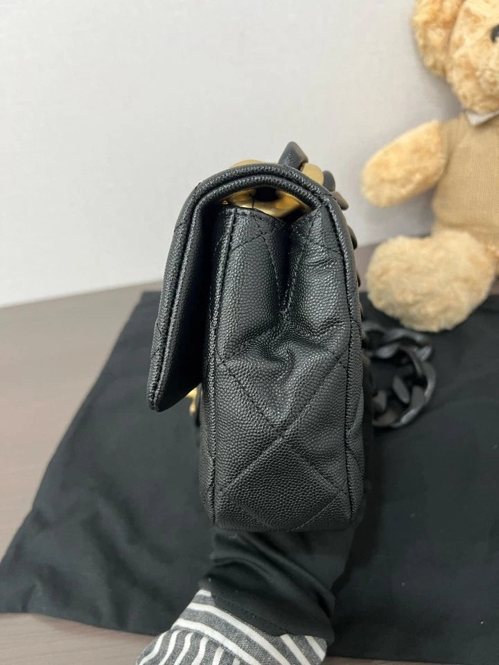 CHANEL 24P Black Mini Square Crossbody Bag For Women