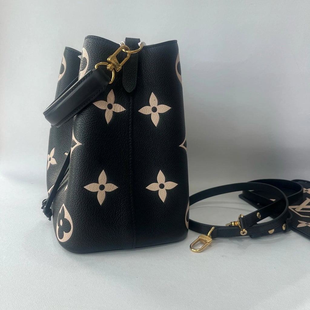Louis Vuitton Black White Monogram Bucket Bag For Women