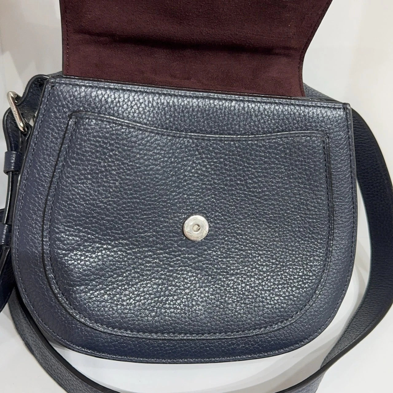 Coach Navy Leather Saddle Shoulder Crossbody Bag For Women