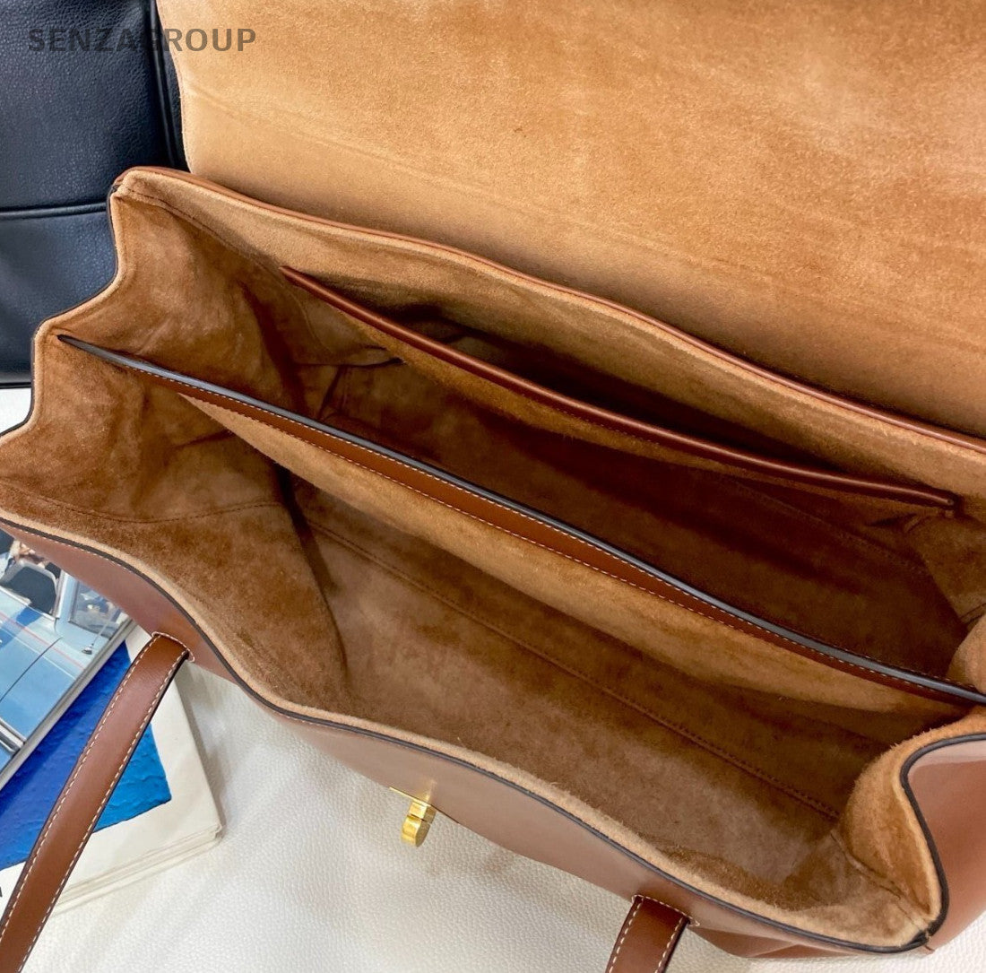 Celine Soft GM Shoulder Bag Brown Gold Unisex Adults Classic Designer