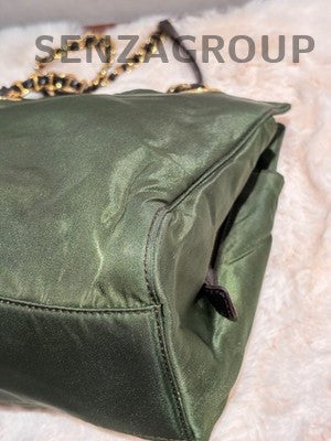 Prada Green Parachute Tote Chain Shoulder Bag Women's Classic