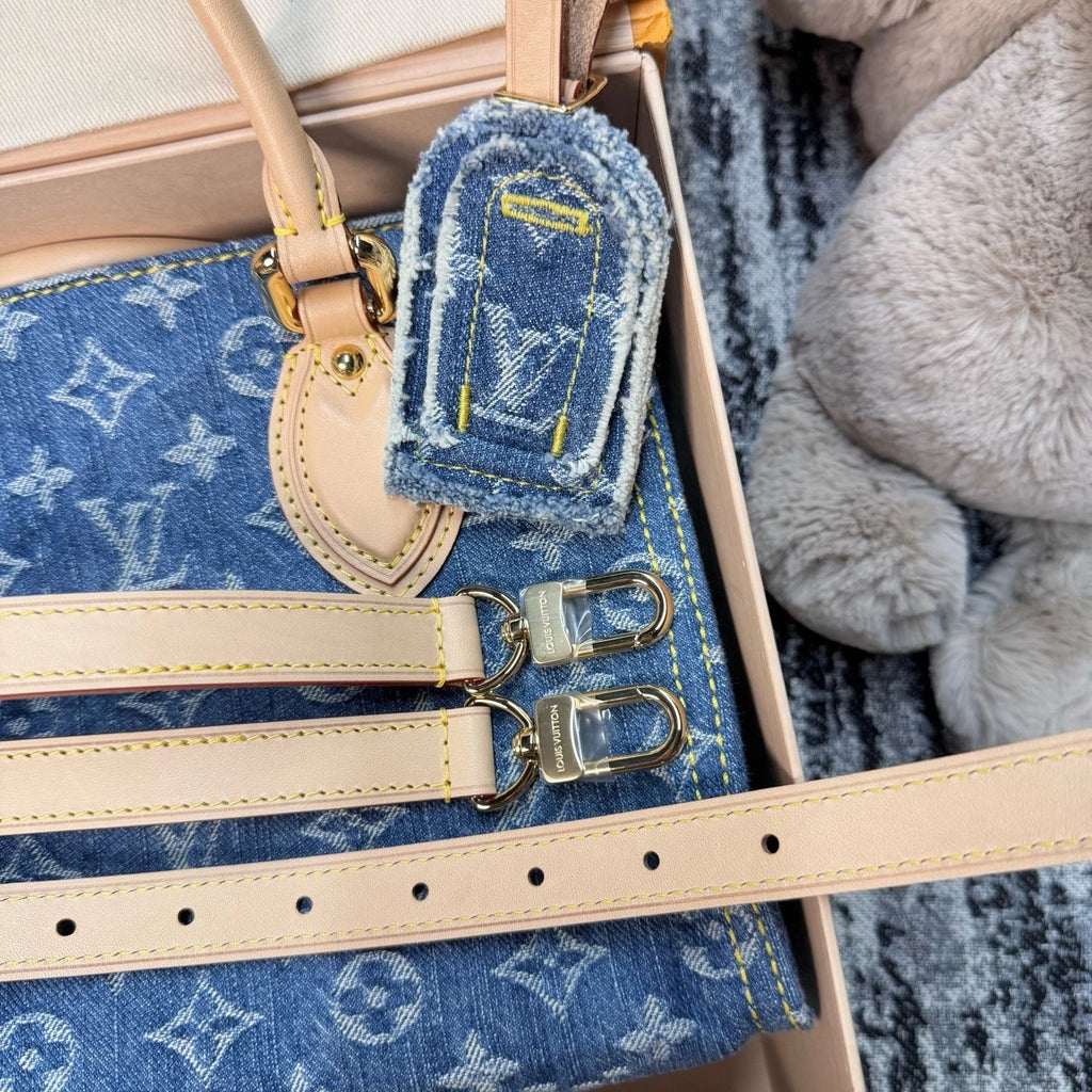 Louis Vuitton Blue Denim Onthego PM Small Tote Bag For Women