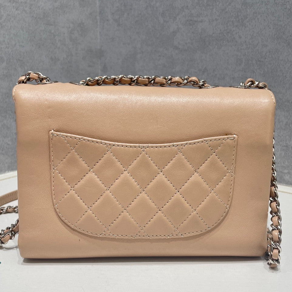 Chanel Quilted Chain Shoulder Bag - Pink with Silver Hardware
