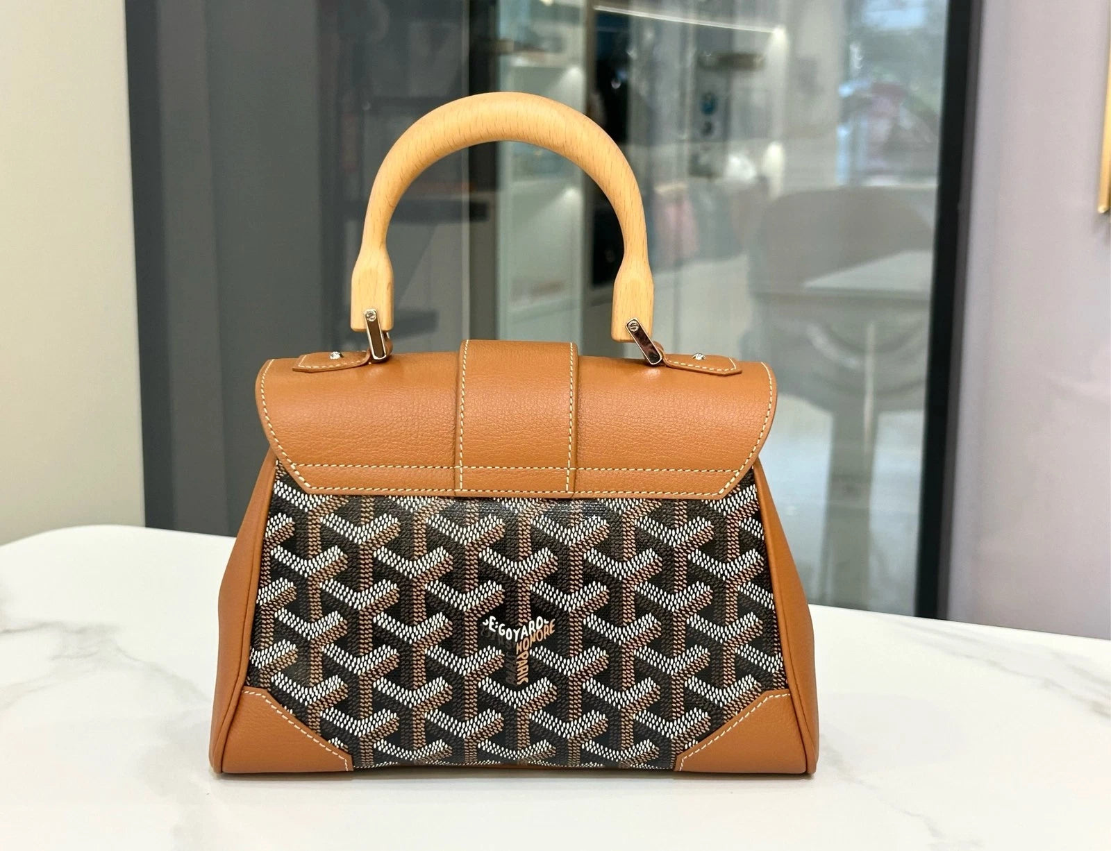 Goyard Caramel Brown Monogram Mini Saigon Handbag Women
