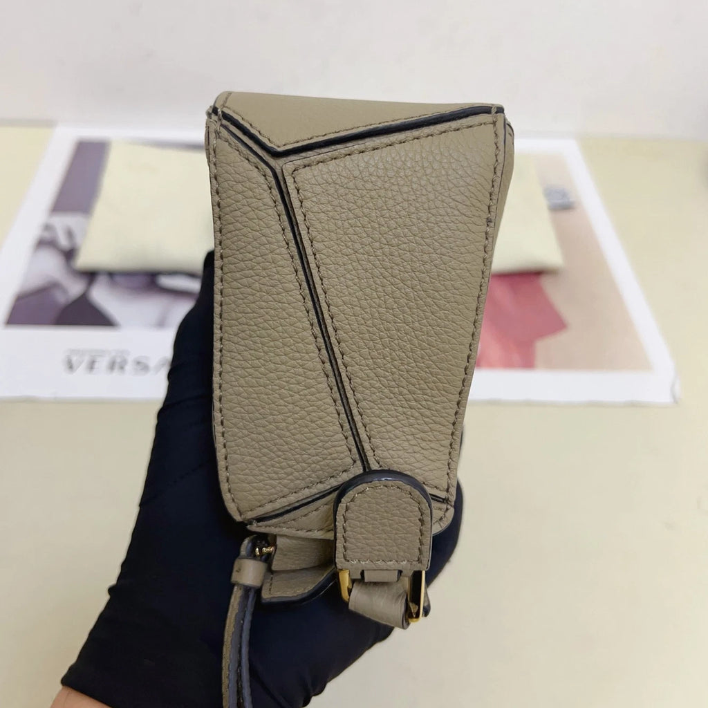 Loewe Puzzle Mini Top Handle Shoulder Bag Crossbody Green Gold Women Classic
