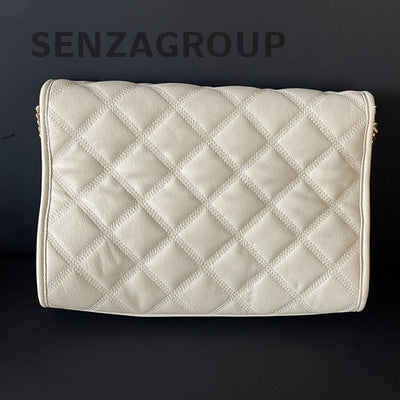 Saint Laurent Becky Medium Chain Shoulder Bag in Platinum Lambskin