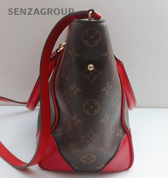 Louis Vuitton Monogram Tote Shoulder Bag Brown Red Women Classic