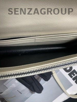 Saint Laurent WOC Small Black White Leather Chain Crossbody Bag Classic