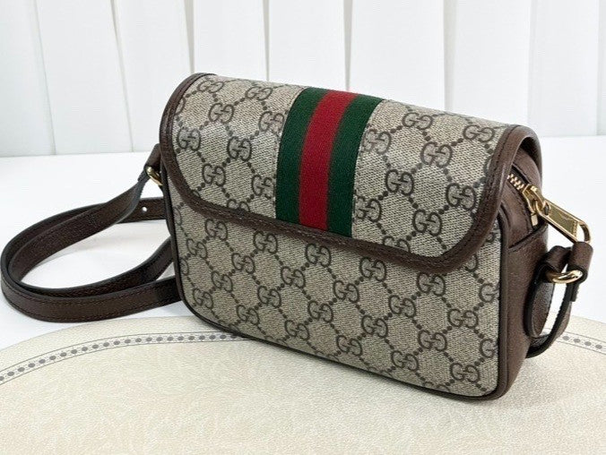 GUCCI Ophidia GG Supreme Canvas 2ways Shoulder Crossbody Bag Brown Women