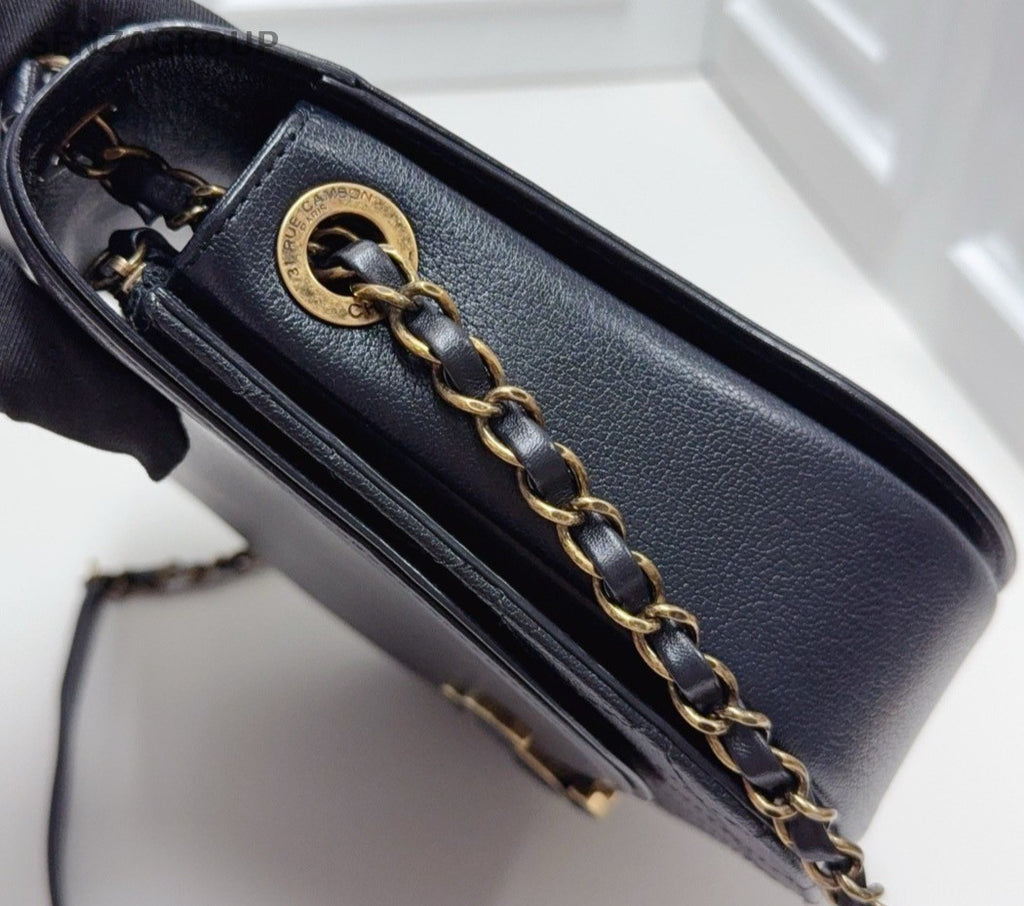 Chanel Cuba Series Calfskin 2Way Shoulder Bag Crossbody Black Gold Women Classic