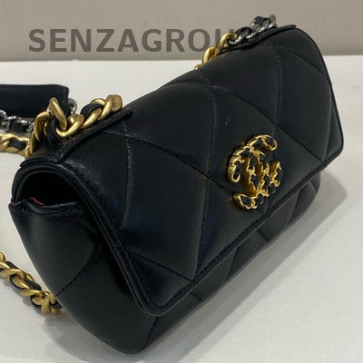 Chanel 19 Quilted Chain Shoulder Bag Black Gold - Fashion Women's Handbag