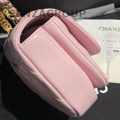Chanel Quilted Pink Gold Chain Crossbody Shoulder Bag