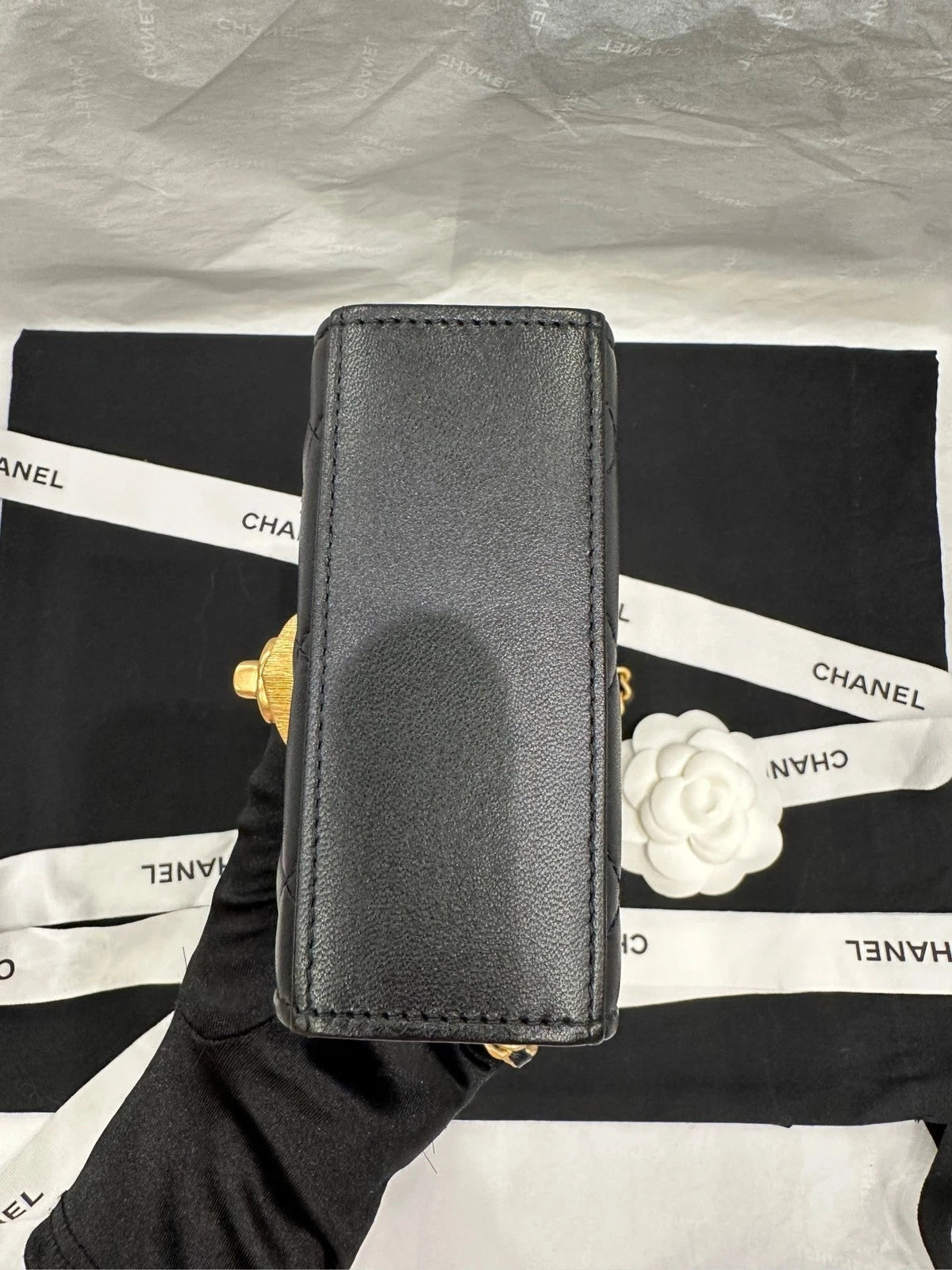 CHANEL Heart Enamel Buckle Chain Leather Mini Square Box Bag For Women