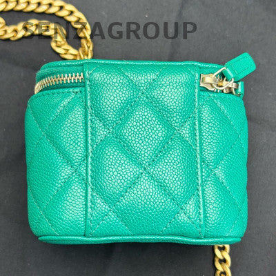 Chanel Quilted Small Box Bag with Heart Chain, Green Gold Hardware