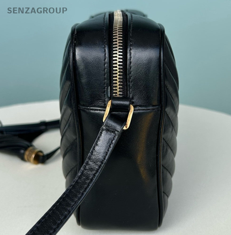 Saint Laurent Calfskin MM Camera Shoulder Bag Crossbody Black Gold Women Classic