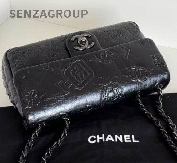 Chanel Classic Flap So Black Calfskin Chain Shoulder Bag Used Women Fashion
