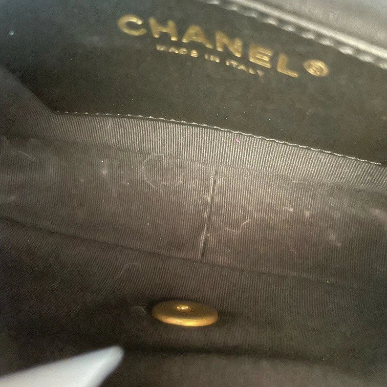 CHANEL 24S Mini Crossbody Bag Black Gold For Women