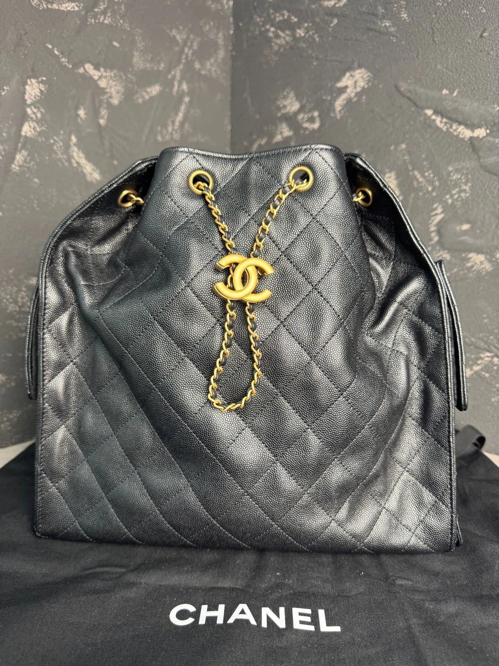 CHANEL 25Bag Medium Black Gold Leather Tote Bag For Women