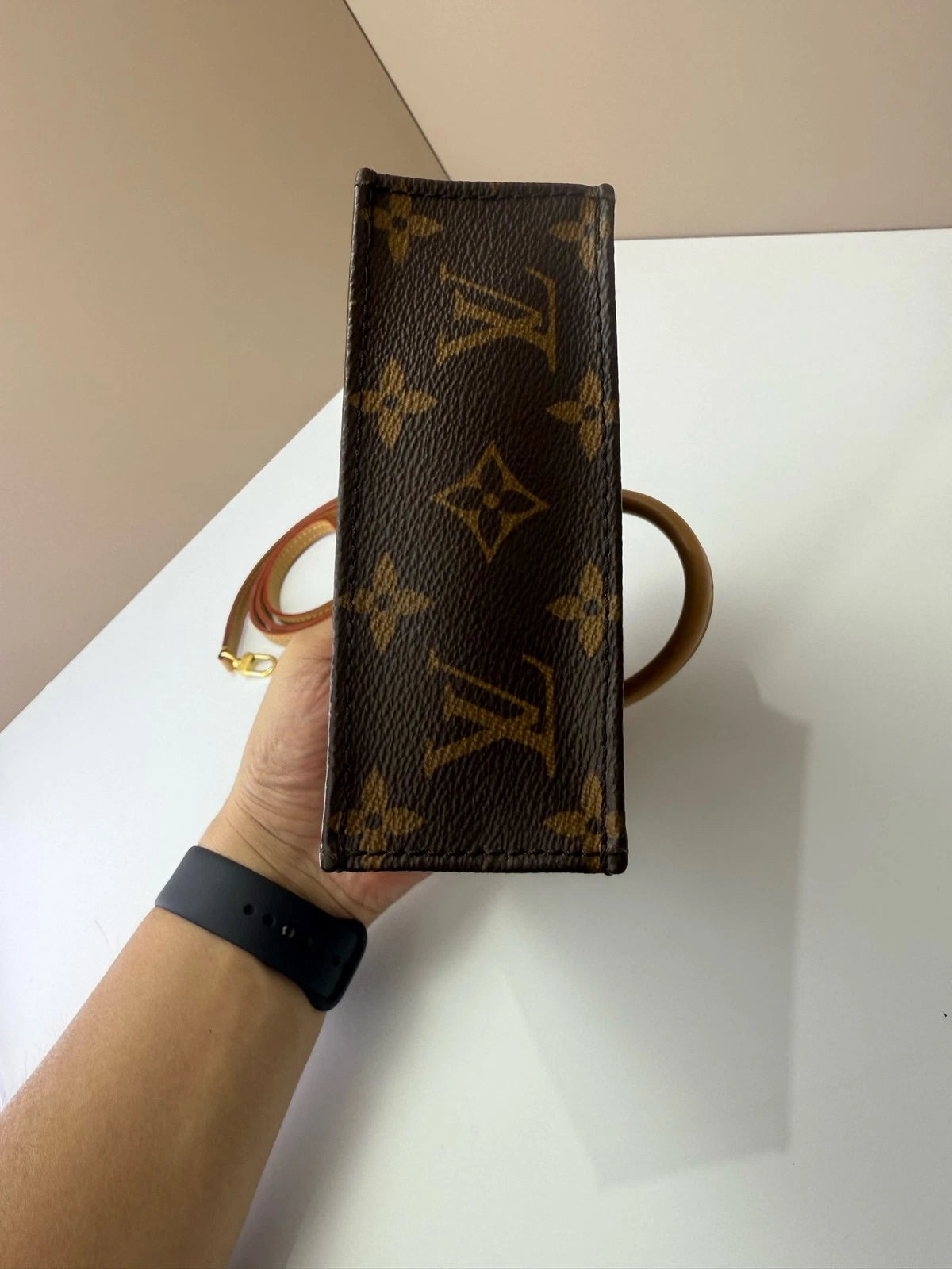Louis Vuitton Petit Sac Plat Monogram Canvas Mini Tote Handbag Crossbody