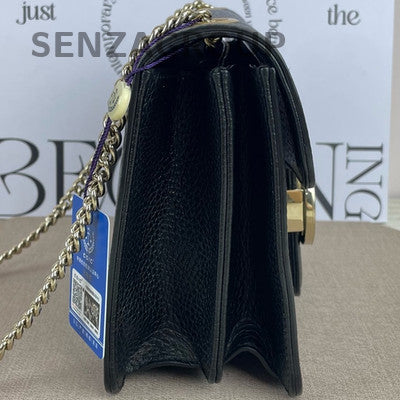 Gucci Black Gold GG Marmont Small Flap Bag Chain Shoulder Crossbody