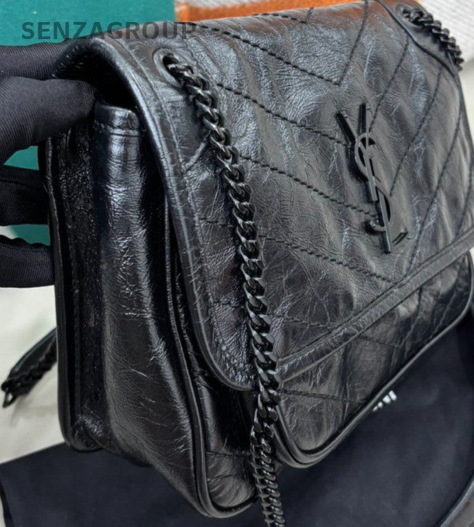 Saint Laurent So Black Niki PM Chain Shoulder Bag Black Used Women Classic