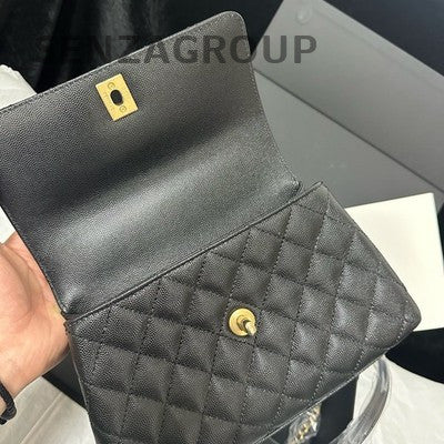Chanel Coco Handle Black Caviar Small Quilted Chain Shoulder Bag