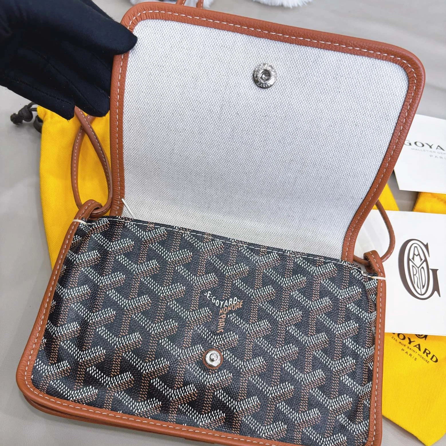 Goyard Plumet Pocket 2Way Shoulder Crossbody Brown Silver Used Women Classic