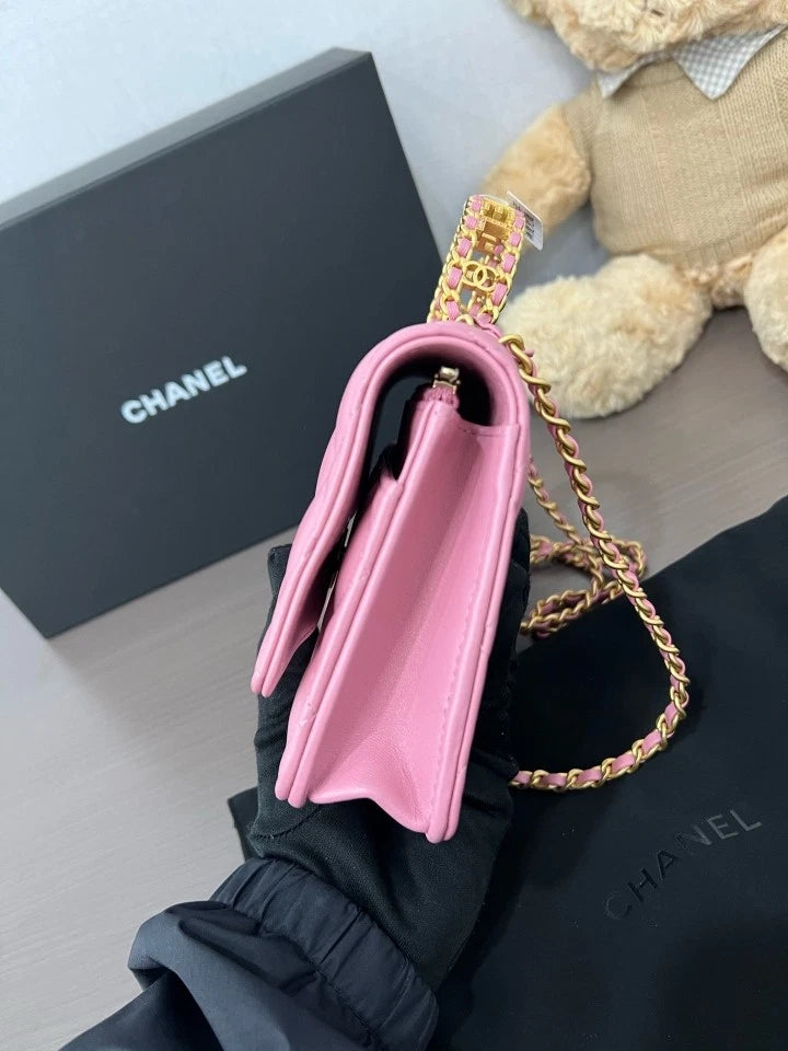 CHANEL 24C Pink Cutout Handle WOC Crossbody Bag For Women