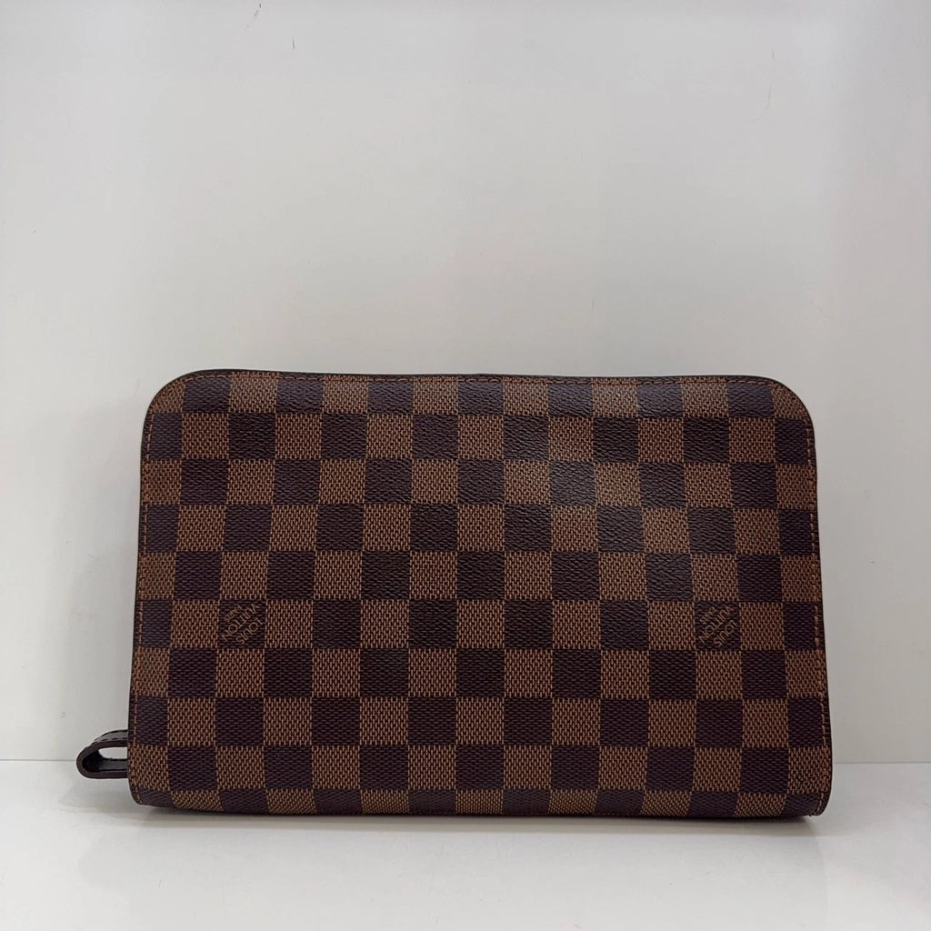 Louis Vuitton Damier Logo Patch Clutch With Extendable Handle For Women