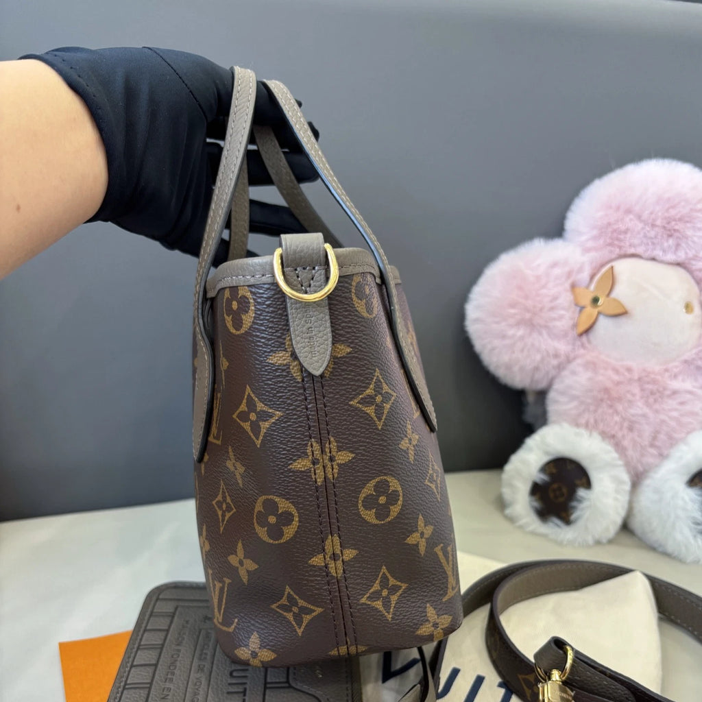 Louis Vuitton Neverfull Brown Gold Shoulder Bag Top Handle Excellent