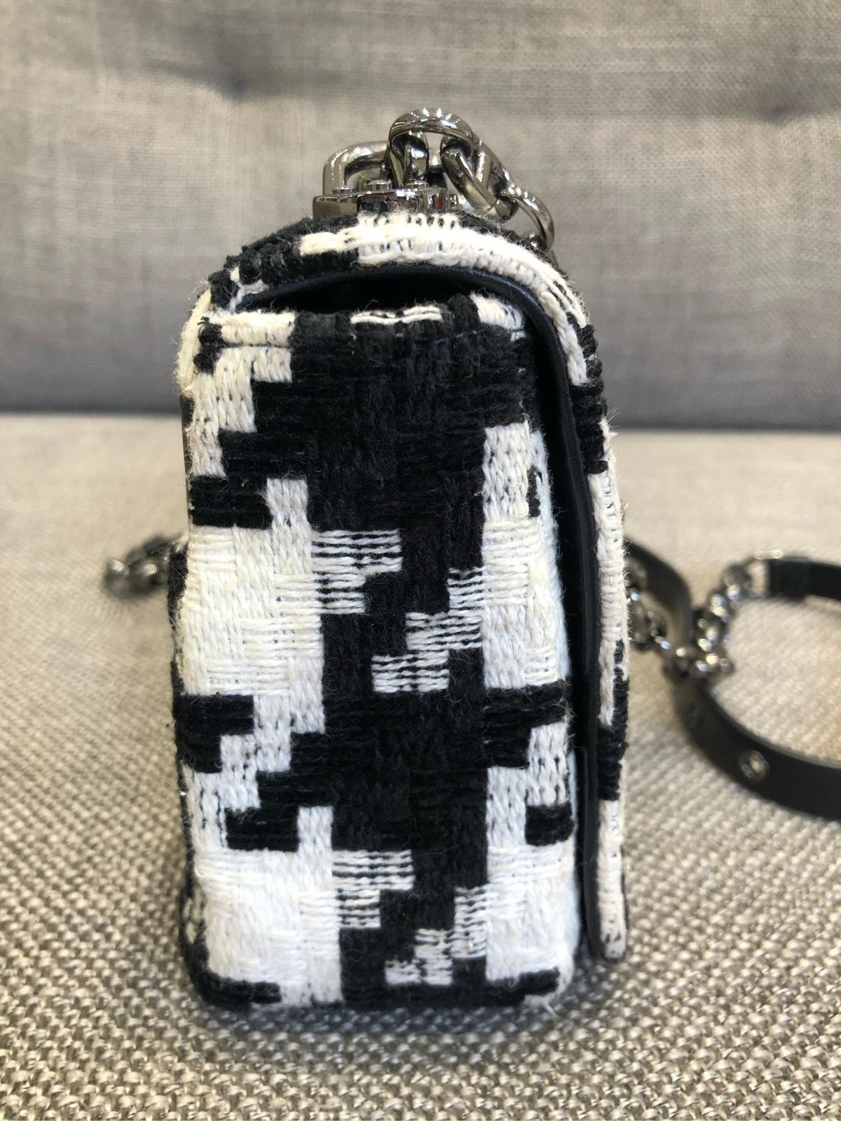 Dior Caro Houndstooth Canvas Shoulder Bag For Women