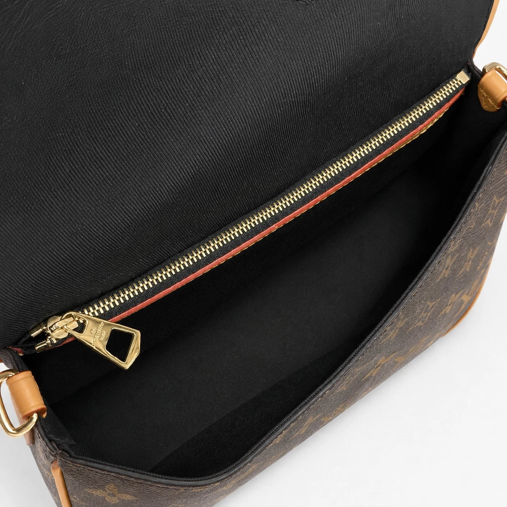 Louis Vuitton Diane Monogram Canvas Shoulder Crossbody Bag Brown Gold Buckle