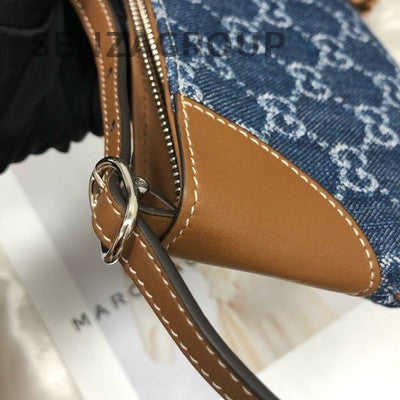 Gucci Shoulder Underarm Bag Blue Brown Women's Fashion Classic