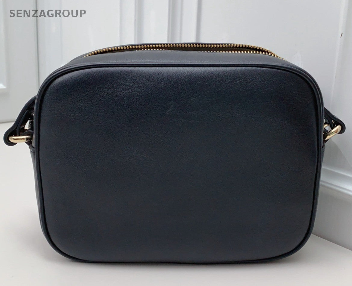 Gucci GG Logo Camera Shoulder Bag Black Gold Women Classic Designer