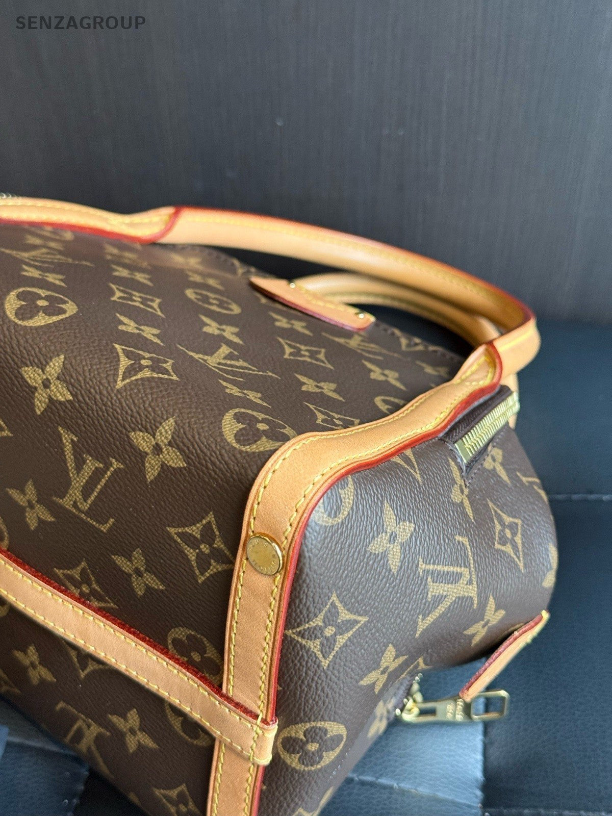 Louis Vuitton Lindy PM Monogram Top Handle Handbag Brown Women