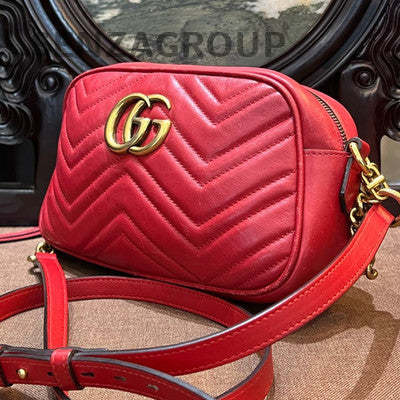 Gucci Marmont Medium Camera Bag Red Gold Classic Women's Shoulder Crossbody