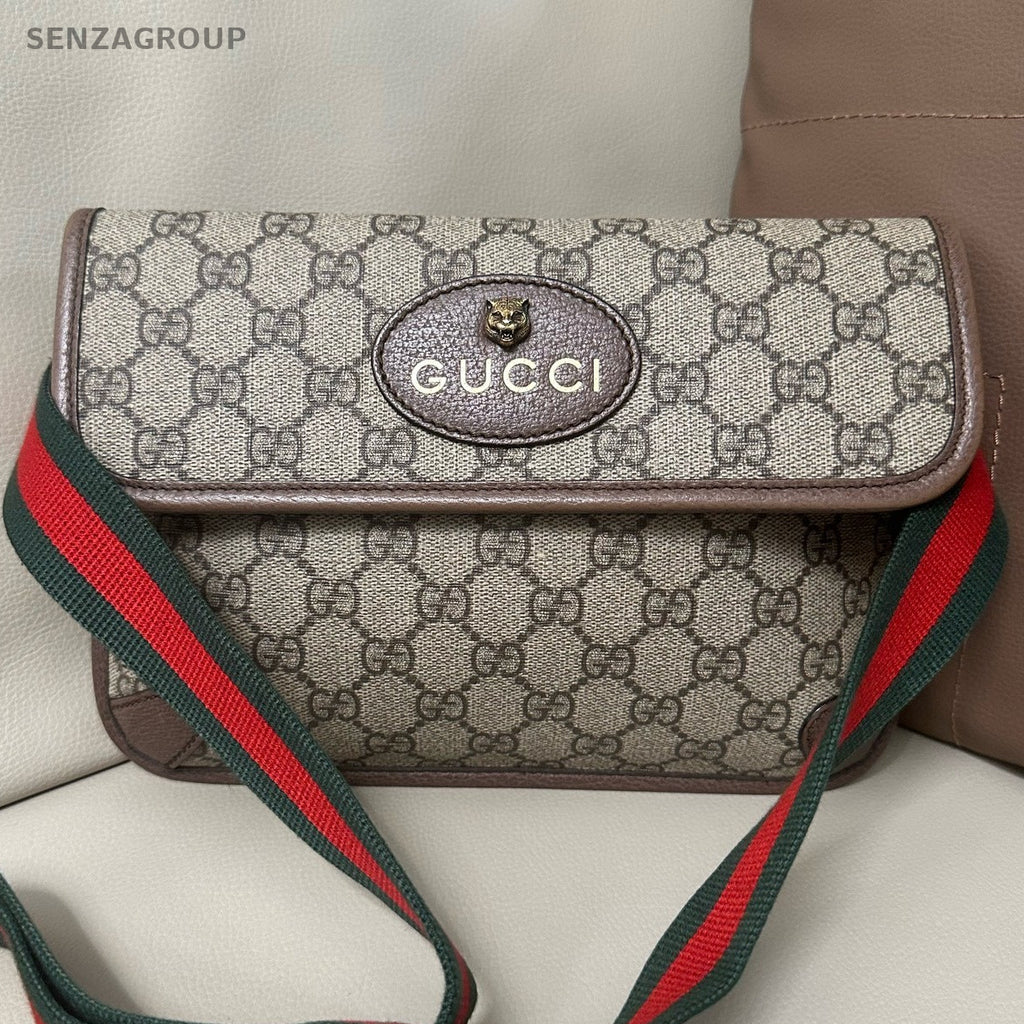 Gucci Supreme GG Marmont Tiger Shoulder Bag Beige Brown Women Classic