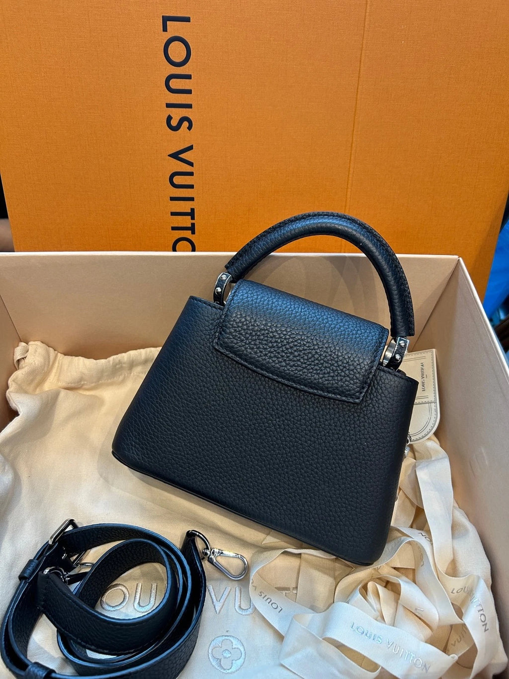 Louis Vuitton Capucines Mini Black Crossbody Handbag For Women
